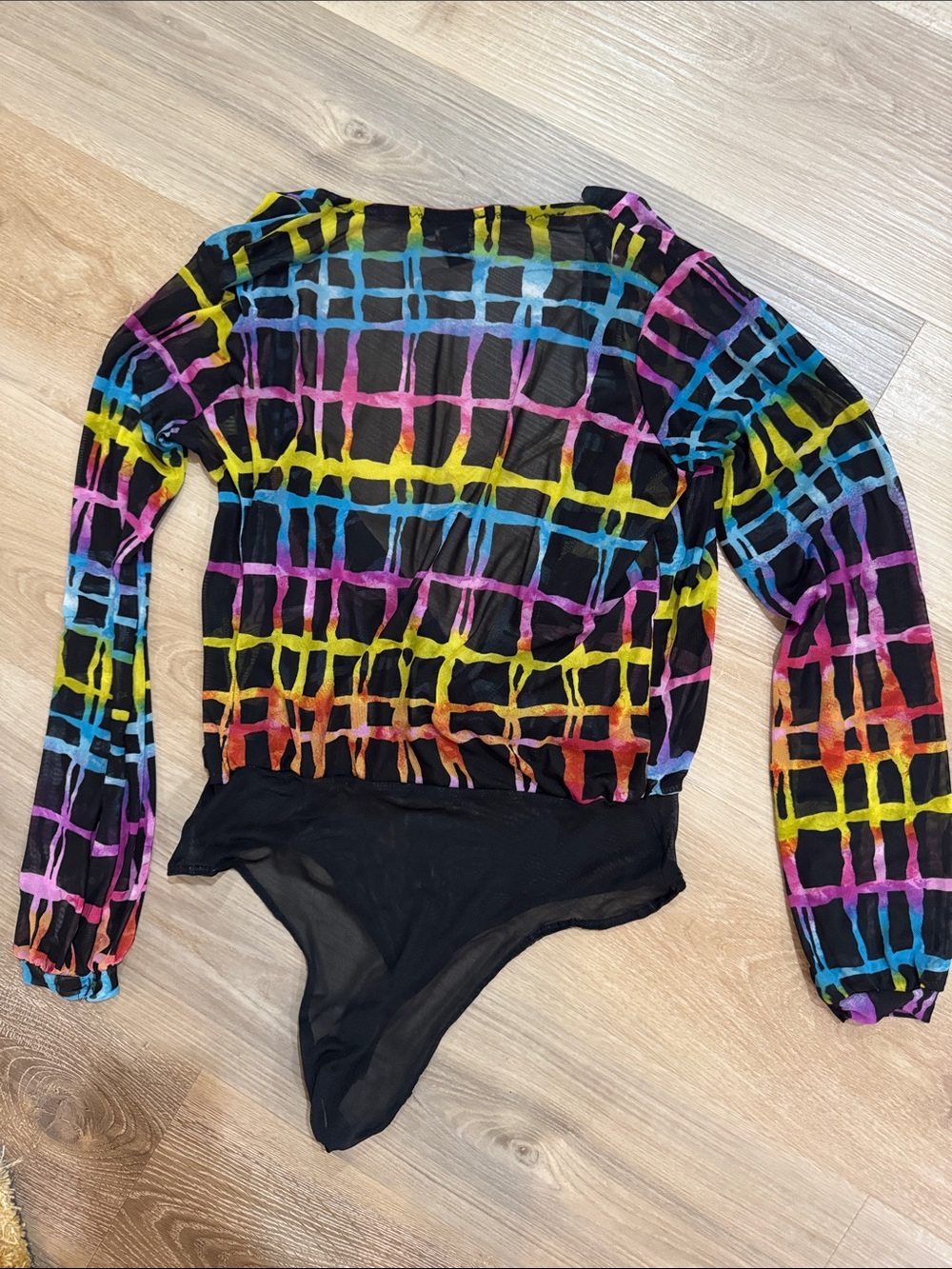 Love Black Bodysuit with Rainbow Grid Print - Picture 3 of 3